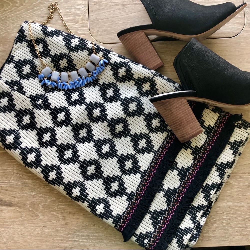 Tribal Print Skirt with Fringe